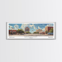 Carregar imagem no visualizador da galeria, Beaumont Texas Panoramic Painting, Watercolor Framed Canvas Print, Scenic City Art, Travel Poster, Wall Hanging, Living Room Art, Gift Idea
