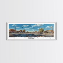 Carregar imagem no visualizador da galeria, Victorville California Panoramic Wall Art, Framed Canvas Print, Retro Style Travel Poster, Unique Home Decor, Artistic Office Piece, Original Gift
