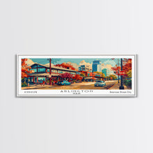 Carregar imagem no visualizador da galeria, Arlington Texas Panoramic Painting Framed Canvas Print, Mid Century Modern Art, Pop Art Style, Travel Poster, Living Room Decor
