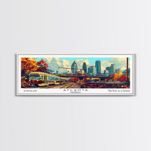 Carregar imagem no visualizador da galeria, Atlanta Georgia Panoramic Wall Art Framed Canvas Print, Mid Century Modern Art, Pop Art Style, Travel Poster, Home Decor, Wall Hanging
