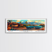 Cargar imagen en el visor de la galería, Chula Vista California Panoramic Wall Art Framed Canvas Print, Mid Century Modern Art, Pop Art Style, Travel Poster, Home Decor, Retro Style
