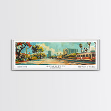 Carregar imagem no visualizador da galeria, Anaheim California Panoramic Wall Art, Retro Pop Art Framed Canvas Print, Mid Century Modern Travel Poster, Living Room Decor, Wall Hanging

