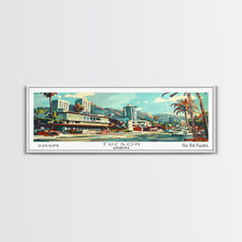 Cargar imagen en el visor de la galería, Tucson Arizona Panoramic Wall Art, Mid Century Modern Framed Canvas Print, Retro Pop Art Travel Poster, Living Room and Office Decor
