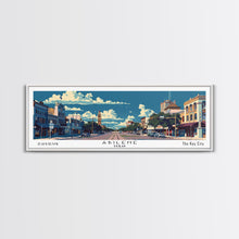 Carregar imagem no visualizador da galeria, Abilene Texas Panoramic Painting, Mid Century Modern Framed Canvas Print, Retro Pop Art Travel Poster, Office Wall Art Decor, City Print
