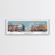 Carregar imagem no visualizador da galeria, Allentown Pennsylvania Panoramic Painting, Mid Century Modern Framed Canvas Print, Retro Pop Art Travel Poster, Office Art, City Print
