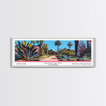 Carregar imagem no visualizador da galeria, Anaheim California Panoramic Painting, Mid Century Modern Framed Canvas Print, Retro Pop Art Travel Poster, Home Decor, City Art
