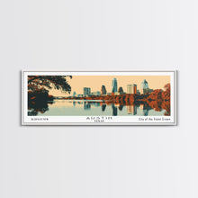 Carregar imagem no visualizador da galeria, Austin Texas Panoramic Painting, Mid Century Modern Framed Canvas Print, Retro Pop Art Travel Poster, Home Decor, City Art
