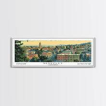 Load image into Gallery viewer, Berkeley California Panoramic Painting, Mid Century Modern Framed Canvas Print, Retro Pop Art Travel Poster, Home Decor, City Print
