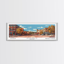 Carregar imagem no visualizador da galeria, Billings Montana Panoramic Painting, Mid Century Modern Framed Canvas Print, Retro Pop Art Travel Poster, Living Room Wall Art, City Art
