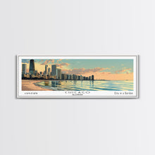 Cargar imagen en el visor de la galería, Chicago Florida Panoramic Painting, Mid Century Modern Framed Canvas Print, Retro Pop Art Travel Poster, Living Room Wall Art, City Art
