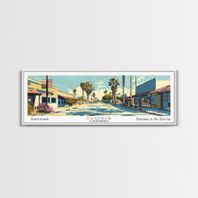 Load image into Gallery viewer, Clovis California Panoramic Wall Art, Mid Century Modern Framed Canvas Print, Retro Pop Art Travel Poster, City Office Decor, Home Art
