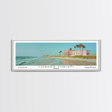Load image into Gallery viewer, Corpus Christi Texas Panoramic Painting, Mid Century Modern Framed Canvas Print, Retro Pop Art Travel Poster, City Home Decor, Office Wall Art
