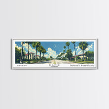 Load image into Gallery viewer, Davie Florida Panoramic Painting, Mid Century Modern Framed Canvas Print, Retro Pop Art Travel Poster, City Wall Art, Home Decor
