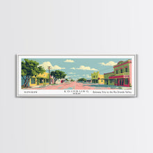 Load image into Gallery viewer, Edinburg Texas Panoramic Wall Art, Mid Century Modern Framed Canvas Print, Retro Pop Art Travel Poster, City Office Art, Living Room Decor
