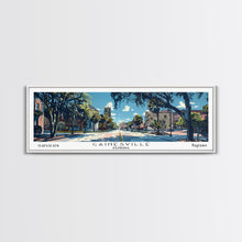 Load image into Gallery viewer, Gainesville Florida Panoramic Painting, Mid Century Modern Framed Canvas Print, Retro Pop Art Travel Poster, Home Wall Decor
