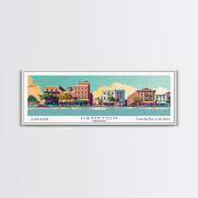 Cargar imagen en el visor de la galería, Hampton Virginia Panoramic Painting, Mid Century Modern Framed Canvas Print, Retro Pop Art Travel Poster, Office Wall Decor
