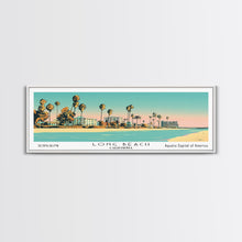 Carregar imagem no visualizador da galeria, Long Beach California Panoramic Painting, Mid Century Modern Framed Canvas Print, Retro Pop Art Travel Poster, Office Decor
