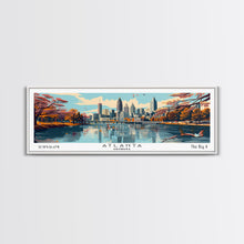 Carregar imagem no visualizador da galeria, Atlanta Georgia Panoramic Painting, Framed Canvas Print, Mid Century Modern Wall Art, Retro Pop Art Travel Poster, Home Decor, City Art
