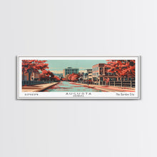 Carregar imagem no visualizador da galeria, Augusta Georgia Panoramic Painting, Framed Canvas Print, Mid Century Modern Wall Art, Retro Pop Art Travel Poster, Living Room Decor, City Art
