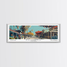 Load image into Gallery viewer, Escondido California Panoramic Painting, Framed Canvas Print, Mid Century Modern Wall Art, Retro Pop Art Travel Poster, Living Room Decor, City Art
