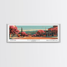 Carregar imagem no visualizador da galeria, Glendale Arizona Panoramic Wall Art, Framed Canvas Print, Mid Century Modern Style, Retro Pop Art Travel Poster, Living Room Art, Home Decor, Cityscape
