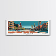 Carregar imagem no visualizador da galeria, Glendale Arizona Panoramic Painting, Mid Century Modern Framed Canvas Print, City Art, Retro Pop Art Travel Poster, Living Room Decor, City Wall Art, Home Office Decor
