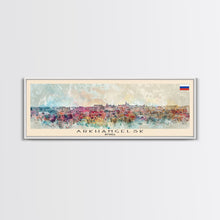 Carregar imagem no visualizador da galeria, Arkhangelsk Russia Panoramic Travel Poster, Framed Canvas Print or Metal Wall Art, Travel Art, Home Decor, Panoramic Painting, Midcentury Art
