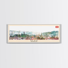 Load image into Gallery viewer, Bern Switzerland Travel Art, City Art, Framed Canvas Print or Metal Wall Art, Europe Travel Poster, Panoramic Wall Art, Extra Wide Wall Art
