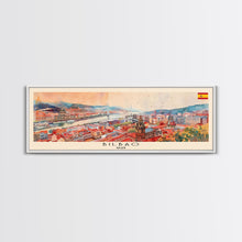 Cargar imagen en el visor de la galería, Bilbao Spain Wall Art, Panoramic Travel Poster, Panoramic Framed Canvas Print, City Wall Art, Wall Hanging Home Decor, Travel Art
