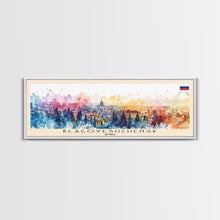 Load image into Gallery viewer, Blagoveshchensk Russia Travel Art, City Art, Framed Canvas Print or Metal Wall Art, Europe Travel Poster, Panoramic Wall Art, Extra Wide Wall Art
