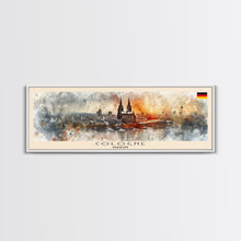 Load image into Gallery viewer, Cologne Germany Panoramic Travel Poster, Framed Canvas Print or Metal Wall Art, Travel Art, Home Decor, Panoramic Painting, Midcentury Art
