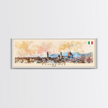 Carregar imagem no visualizador da galeria, Florence Italy Panoramic Travel Poster, Framed Canvas Print or Metal Wall Art, Travel Art, Home Decor, Panoramic Painting, Midcentury Art
