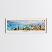 Carregar imagem no visualizador da galeria, Geneva Switzerland Wall Art, Panoramic Travel Poster, Panoramic Framed Canvas Print, City Wall Art, Wall Hanging Home Decor, Travel Art
