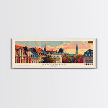 Carregar imagem no visualizador da galeria, Augsburg Germany Panoramic Travel Poster, Framed Canvas Print or Metal Wall Art, Travel Art, Home Decor, Panoramic Painting, Midcentury Art
