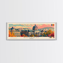 Carregar imagem no visualizador da galeria, Bucharest Romania Wall Art, Panoramic Travel Poster, Panoramic Framed Canvas Print, City Wall Art, Wall Hanging Home Decor, Travel Art
