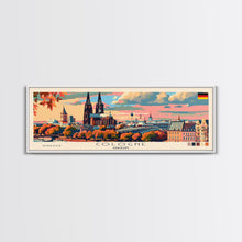 Load image into Gallery viewer, Cologne Germany Panoramic Travel Poster, Framed Canvas Print or Metal Wall Art, Travel Art, Home Decor, Panoramic Painting, Midcentury Art
