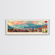 Load image into Gallery viewer, Elbasan Albania Travel Print Wall Art, Panoramic City Art, Travel Art, Wall Decor, Vacation Gift, Framed Canvas Print Or Metal Art
