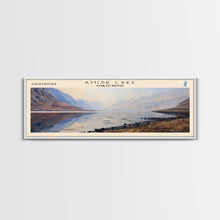 Load image into Gallery viewer, Amisk Lake Panoramic Framed Canvas Print, Lake House Art, Vintage Style, Travel Poster, Nature Scene, Scenic Artwork
