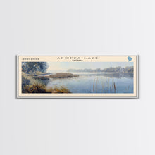 Load image into Gallery viewer, Apopka Lake Panoramic Framed Canvas Print, Lake House Art, Vintage Style, Travel Poster, Nature Scene, Scenic Artwork
