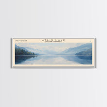 Carregar imagem no visualizador da galeria, Atlin Lake Panoramic Framed Canvas Print, Lake House Decor, Minimalist Art, Travel Poster, Scenic View, Nature Wall Art
