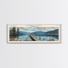 Load image into Gallery viewer, Banks Lake Washington Panoramic Framed Canvas Print, Lake House Decor, Rustic Art, Travel Poster, Scenic View, Home Decoration
