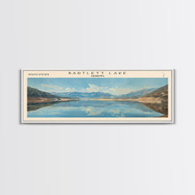 Load image into Gallery viewer, Bartlett Lake Arizona Framed Canvas Print, Panoramic Lake House Art, Scenic Painting, Travel Poster, Minimalist Wall Art, Home Decor

