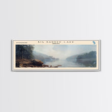 Cargar imagen en el visor de la galería, Big Barbee Lake Indiana Framed Canvas Print, Panoramic Lake House Art, Scenic Painting, Travel Poster, Rustic Decor, Nature Scene
