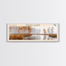 Carregar imagem no visualizador da galeria, Birch Lake Framed Canvas Print, Panoramic Lake House Decor, Scenic View, Travel Poster, Rustic Art, Lake Painting
