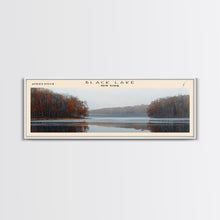 Carregar imagem no visualizador da galeria, Black Lake New York Framed Canvas Print, Lake House Decor, Panoramic Scenic View, Travel Poster, Modern Art, Lake Painting
