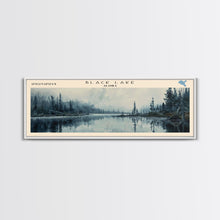 Carregar imagem no visualizador da galeria, Black Lake USA SW Alaska Framed Canvas Print, Lake House Art, Panoramic Scenic View, Travel Poster, Rustic Art, Lake Painting
