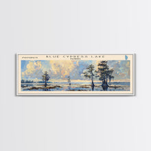 Carregar imagem no visualizador da galeria, Blue Cypress Lake Florida Framed Canvas Print, Lake House Art, Panoramic Scenic View, Travel Poster, Modern Decor, Lake Painting
