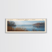Carregar imagem no visualizador da galeria, Cagles Mill Lake Indiana Framed Canvas Print, Lake House Art, Panoramic Travel Poster, Wall Art, Modern Lake Painting, Home Decor

