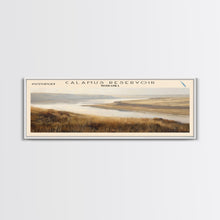 Carregar imagem no visualizador da galeria, Calamus Reservoir Nebraska Framed Canvas Print, Panoramic Lake House Decor, Wall Art, Travel Poster, Rustic Lake Painting, Nature Art
