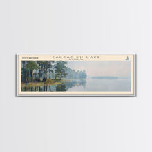 Carregar imagem no visualizador da galeria, Calcasieu Lake Framed Canvas Print, Lake House Art, Panoramic Wall Art, Travel Poster, Minimalist Lake Painting, Home Decor
